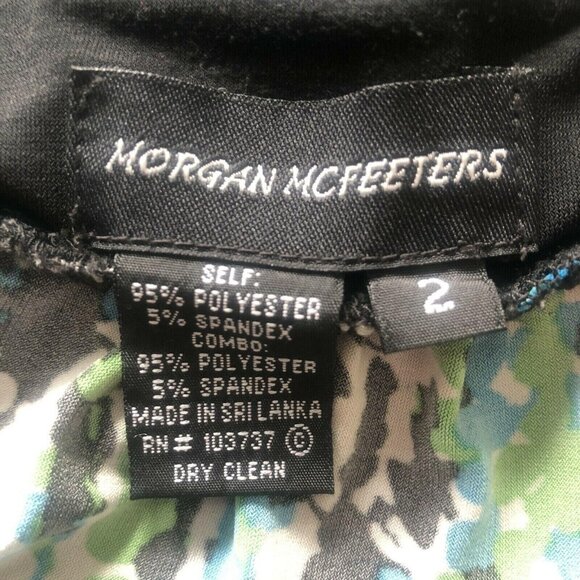 Morgan McFeeters Casual Shift Dress Womens Size 2 Green Black Sleeveless Floral - Picture 5 of 5
